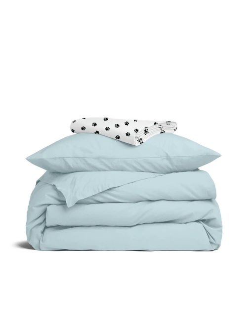 Дитяча постільна білизна в ліжечко SKYEY Cosas модель Ranfors_LightBlue_Paw_140 Фото