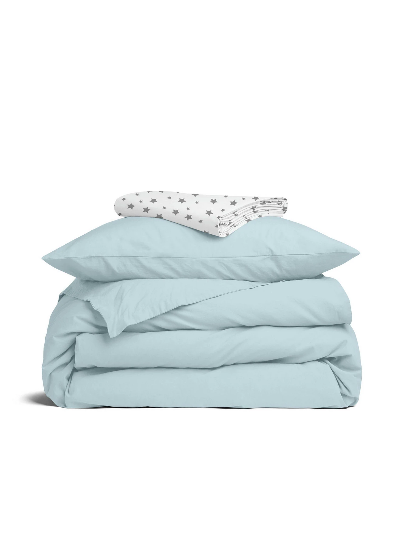 Дитяча постільна білизна в ліжечко SKYEY Cosas модель Ranfors_LightBlue_El80-StarGrey_140 Фото