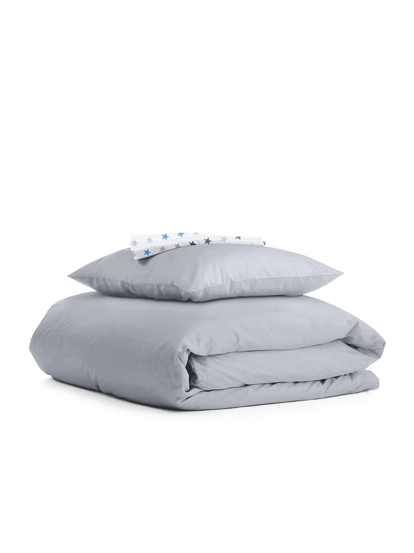 Детское постельное белье в кроватку SMOKY BLUE Cosas модель Ranfors_Grey_StarsGreyBlue_140 Фото