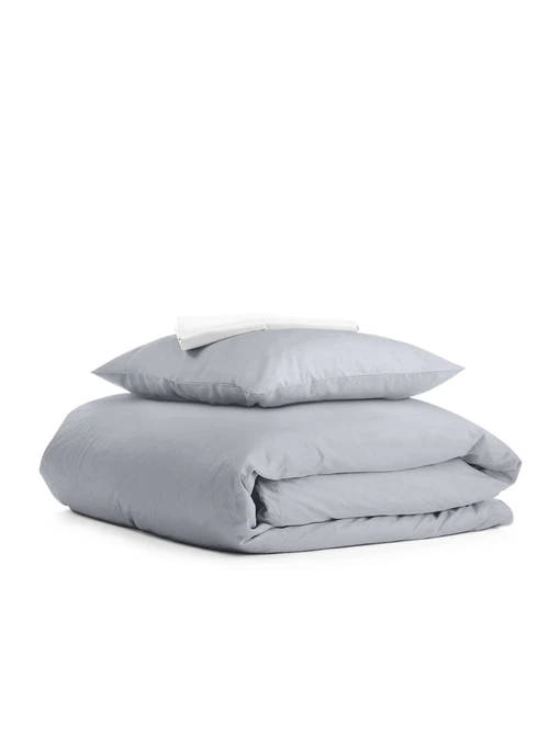 Детское постельное белье в кроватку SMOKYE Cosas модель Ranfors_Grey_White_140 Фото