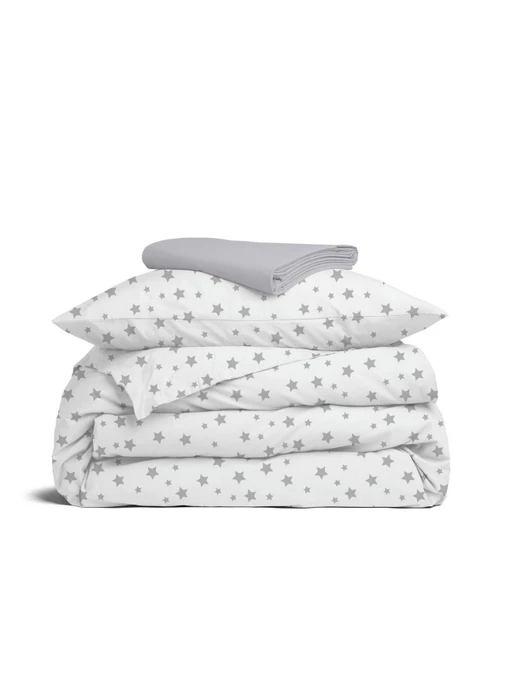 Детское постельное белье в кроватку STARFALL Cosas модель StarfallGWhite_El80-Grey_140 Фото