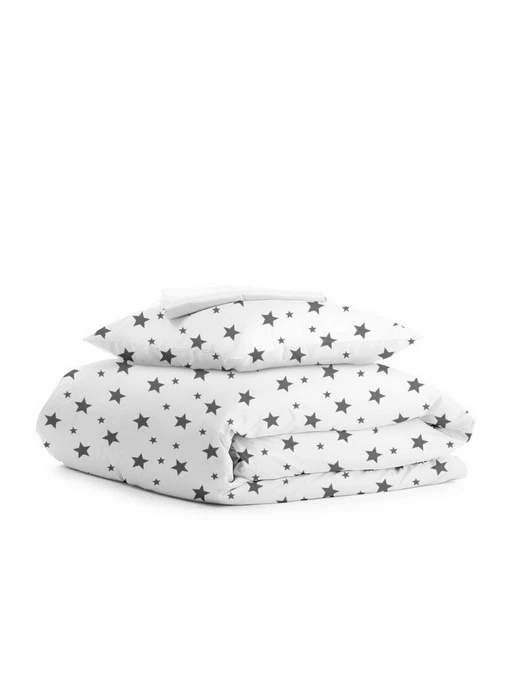 Дитяча постільна білизна в ліжечко BIG STAR Cosas модель StarBigGrey_White_140 Фото