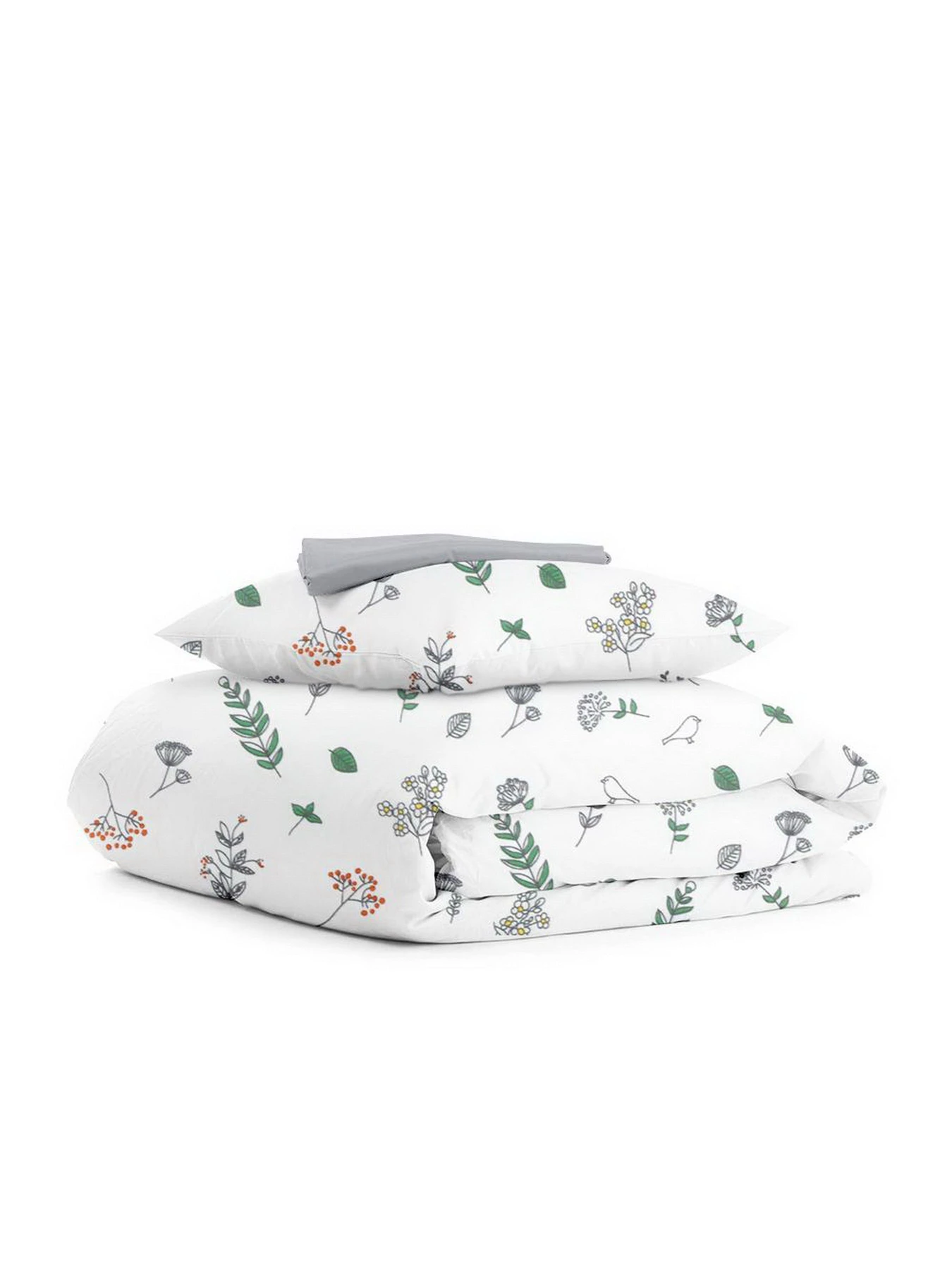 Детское постельное белье в кроватку WILDFLOWERS Cosas модель FoliageBirds_Grey_140 Фото