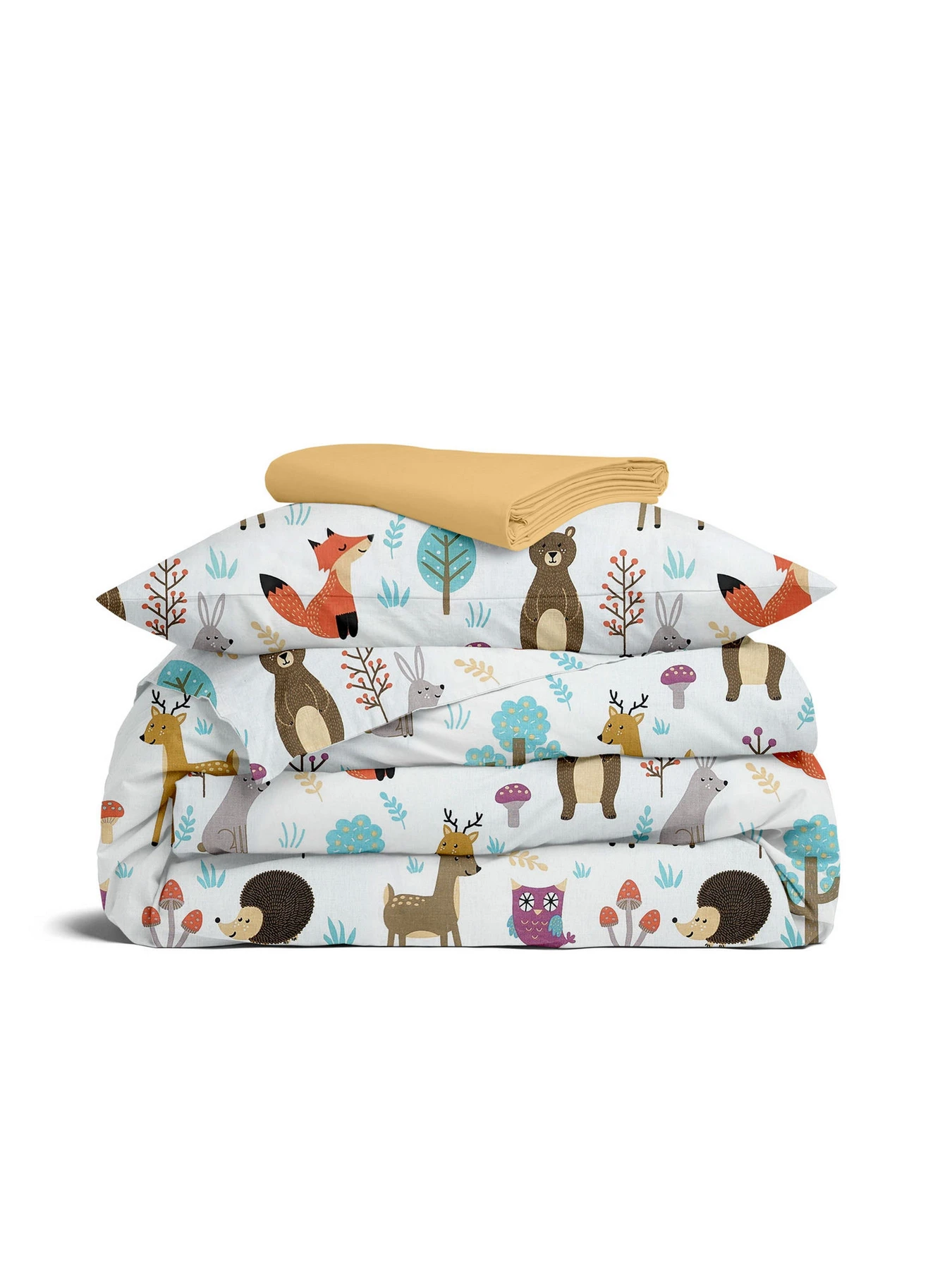Дитяча постільна білизна в ліжечко COLORFUL ANIMALS Cosas модель AnimalsMushrooms_El80-Honey_140 Фото