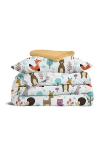Дитяча постільна білизна в ліжечко COLORFUL ANIMALS Cosas модель AnimalsMushrooms_El80-Honey_140 Фото