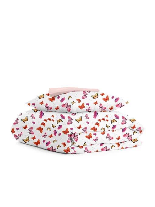 Детское постельное белье в кроватку BUTTERFLY Cosas модель ButterfliesYellowRed_40Rose_140 Фото