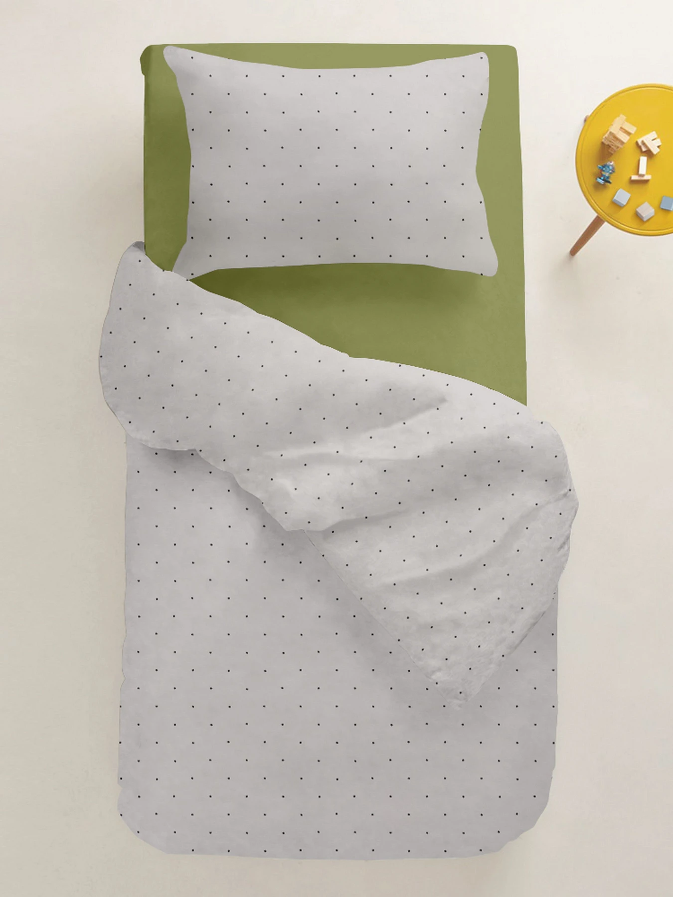 Дитяча постільна білизна в ліжечко MINI DOTS Cosas модель DotsGreyBeige_74Avocado_140 Фото