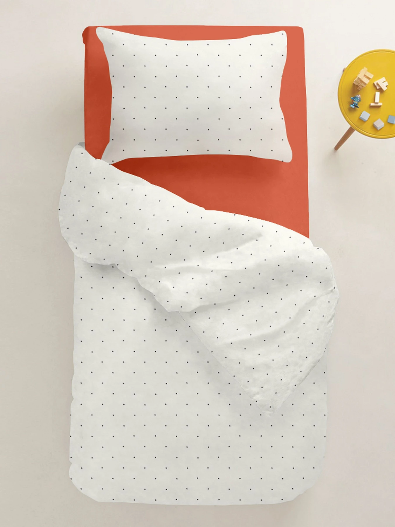 Детское постельное белье в кроватку MINI DOTS Cosas модель DotsGreyMilk_103Orange_140 Детское постельное белье в кроватку MINI DOTS Cosas модель DotsGreyMilk_103Orange_140 Фото