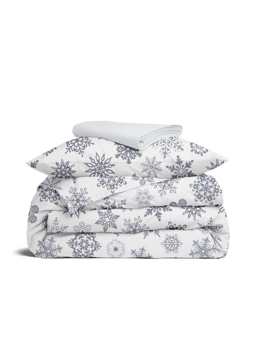 Детское постельное белье в кроватку SNOWFLAKES Cosas модель SnowflakesGrey_White_140 Фото