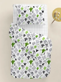 Детское постельное белье в кроватку CACTUS Cosas модель CactusGrayGreen_CellGreyWhite_140 Фото