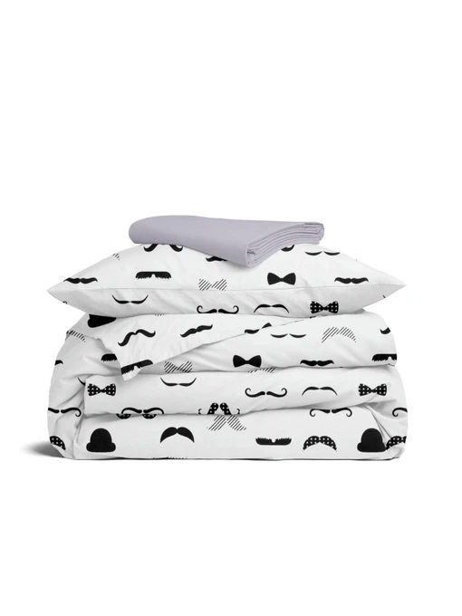 Дитяча постільна білизна в ліжечко MUSTACHE Cosas модель ChaplinFashion_45Pearl_140 Фото