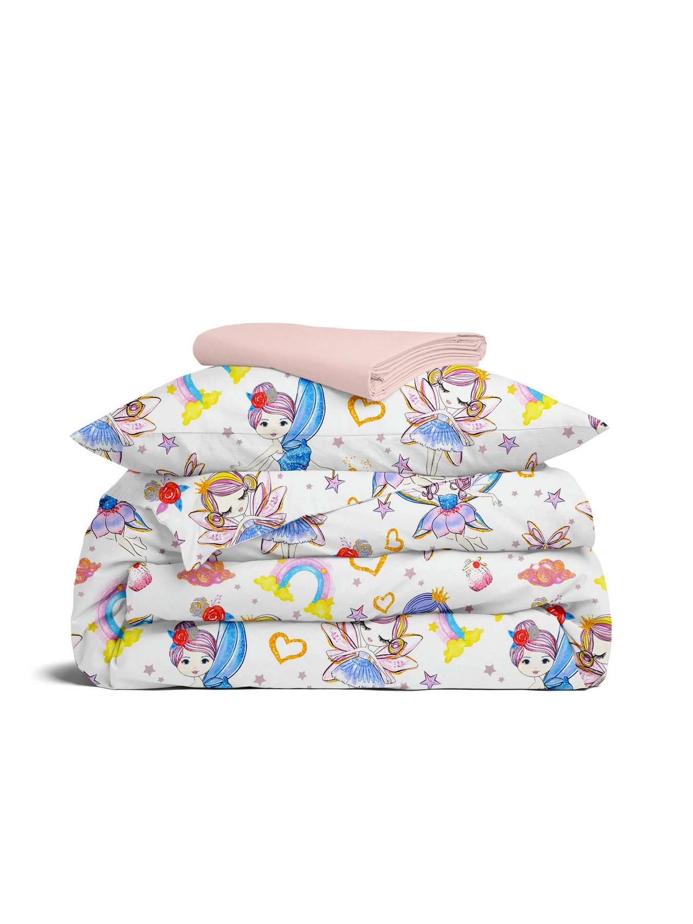 Детское постельное белье в кроватку FAIRIES Cosas модель FairiesLoveRainbow_40Rose_140 Фото