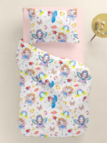 Детское постельное белье в кроватку FAIRIES Cosas модель FairiesLoveRainbow_40Rose_140 Фото