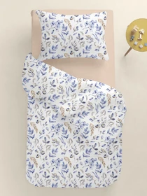 Детское постельное белье в кроватку STEPPE FLOWERS Cosas модель FoliageBeigeBlue_12Magnolia_140 Фото