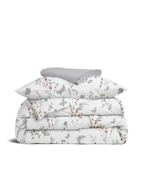 Дитяча постільна білизна в ліжечко MIDSUMMER Cosas модель ButterfliesGreyFlowers_52Grey_140 Фото