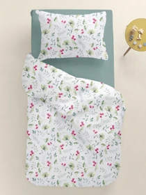 Детское постельное белье в кроватку SUMMER FLOWERS Cosas модель FlowersMeadowGreenRose_104Ashmint_140 Фото