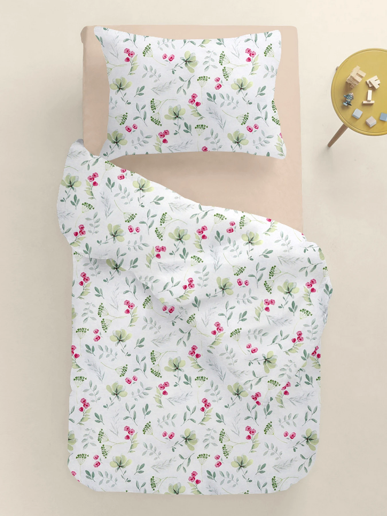 Дитяча постільна білизна в ліжечко SUMMER FLOWERS Cosas модель FlowersMeadowGreenRose_12Magnolia_140 Фото