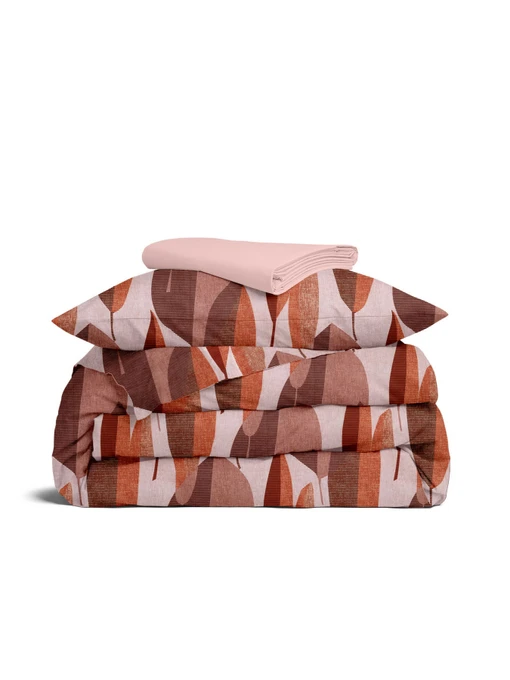 Детское постельное белье в кроватку LEAFS Cosas модель LeafTerrakotBeige_40Rose_140 Фото