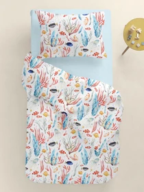 Детское постельное белье в кроватку CORAL REEF Cosas модель SeaReefColor_58LightBlue_140 Фото