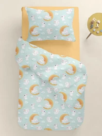 Дитяча постільна білизна в ліжечко SOFT BUNNY Cosas модель BunnyMoonOrangeMint_11Honey_140 Фото