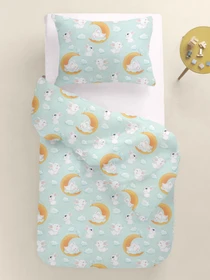Дитяча постільна білизна в ліжечко SOFT BUNNY Cosas модель BunnyMoonOrangeMint_30RoseLight_140 Фото