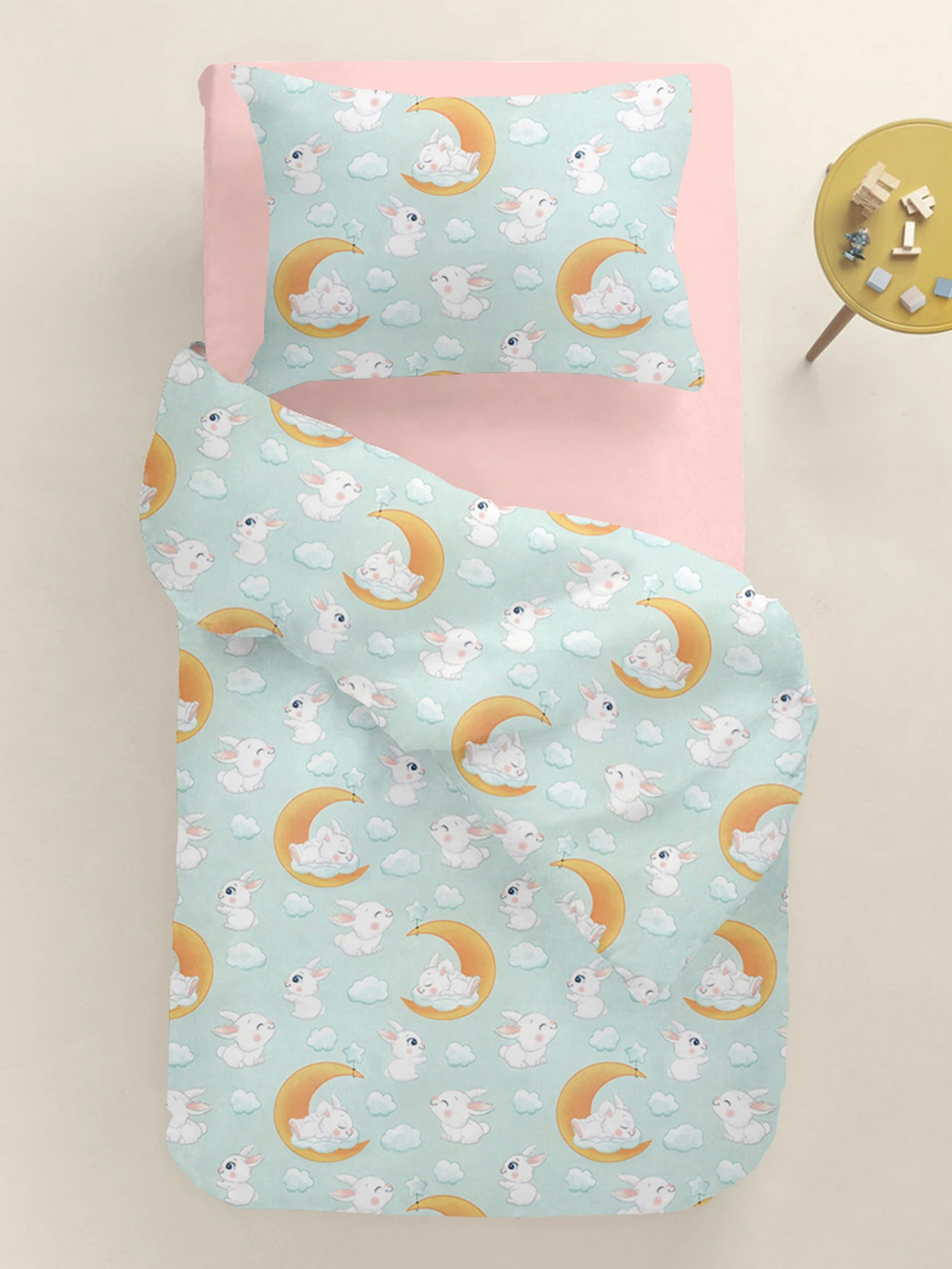 Дитяча постільна білизна в ліжечко SOFT BUNNY Cosas модель BunnyMoonOrangeMint_40Rose_140 Дитяча постільна білизна в ліжечко SOFT BUNNY Cosas модель BunnyMoonOrangeMint_40Rose_140 Фото