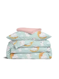 Дитяча постільна білизна в ліжечко SOFT BUNNY Cosas модель BunnyMoonOrangeMint_40Rose_140 Фото