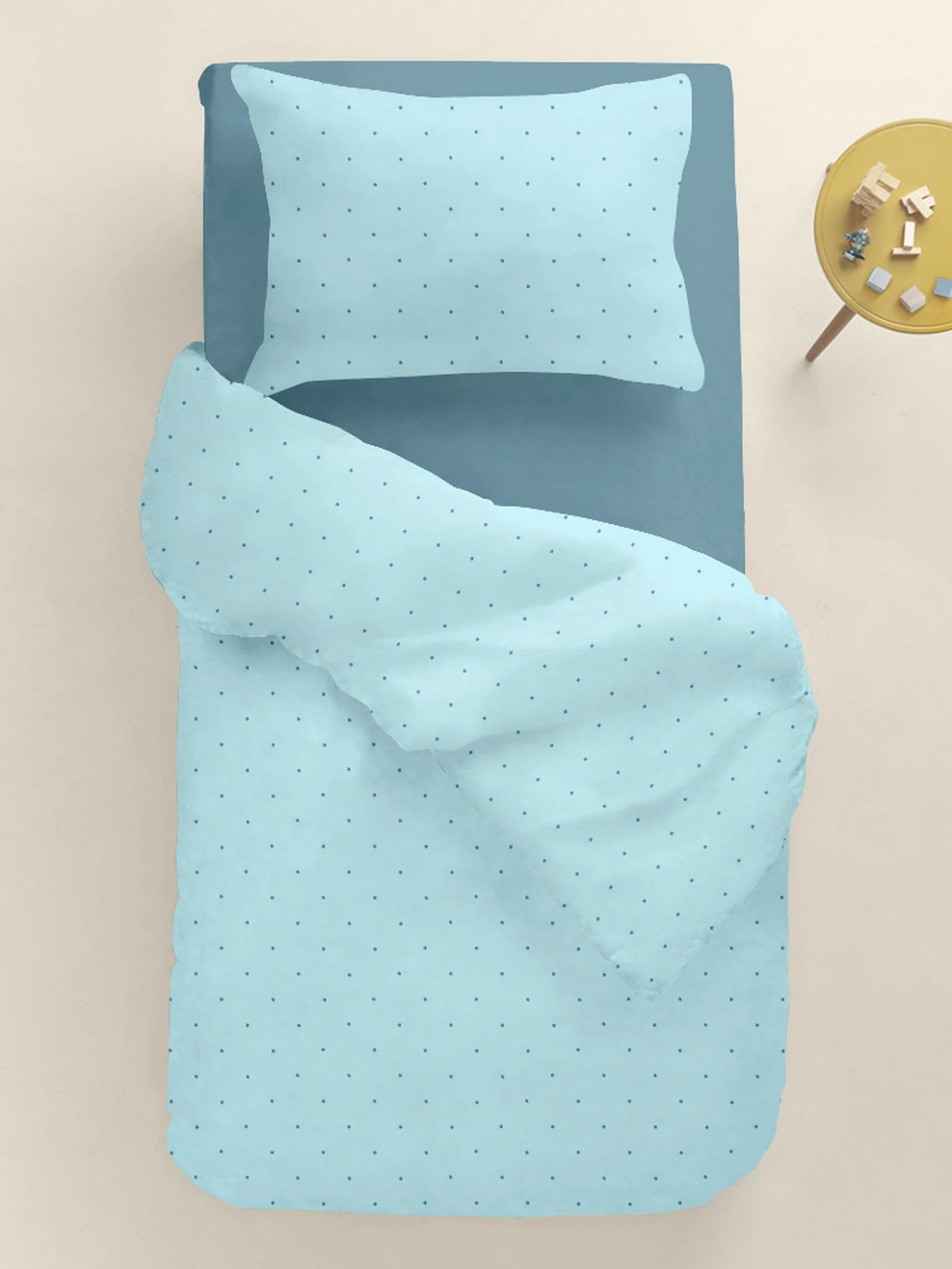 Дитяча постільна білизна в ліжечко MINI DOTS Cosas модель DotsGreyMint_68Sky_140 Дитяча постільна білизна в ліжечко MINI DOTS Cosas модель DotsGreyMint_68Sky_140 Фото