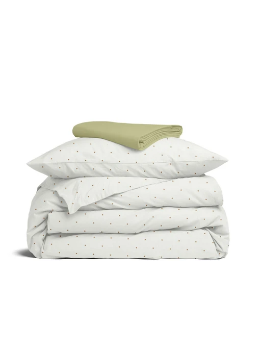 Дитяча постільна білизна в ліжечко MINI DOTS Cosas модель DotsChocoMilk_78Olive_140 Фото