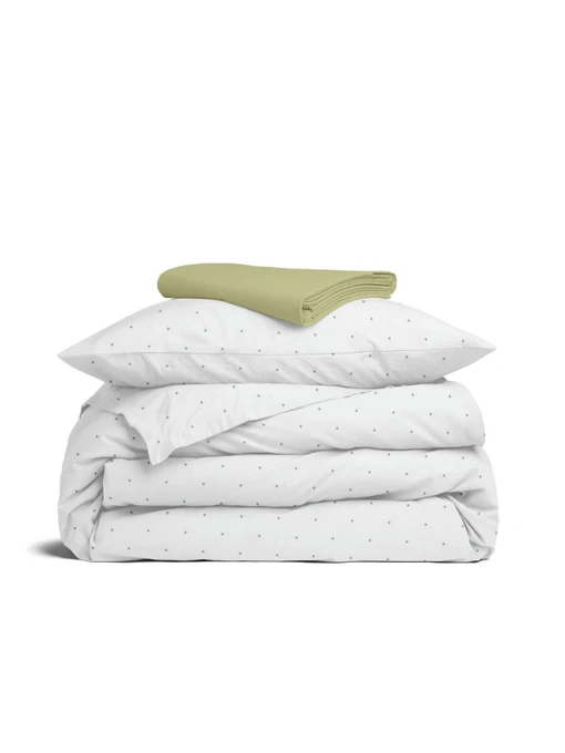 Дитяча постільна білизна в ліжечко MINI DOTS Cosas модель DotsGreyMiniWhite_78Olive_140 Фото