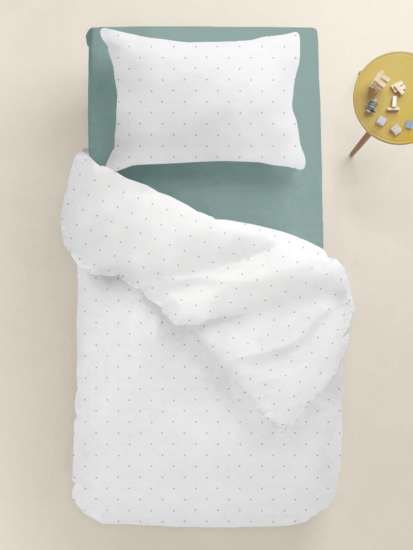 Дитяча постільна білизна в ліжечко MINI DOTS Cosas модель DotsGreyMiniWhite_104Ashmin_140 Фото