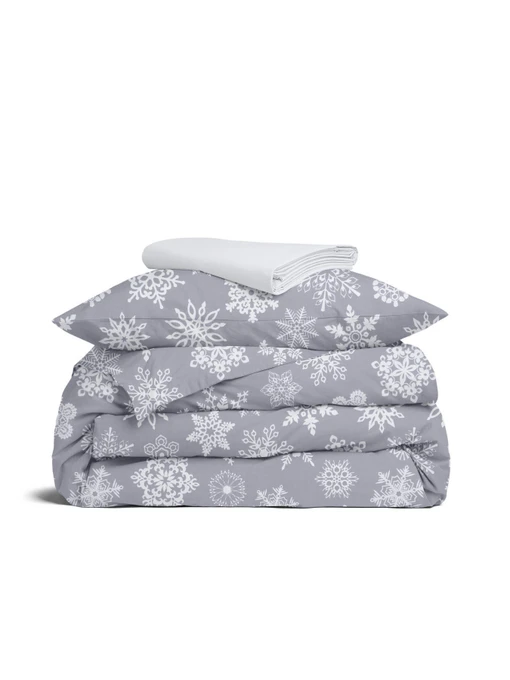 Дитяча постільна білизна в ліжечко SNOWFLAKES Cosas модель SnowflakesWhiteGrey_White_140 Фото