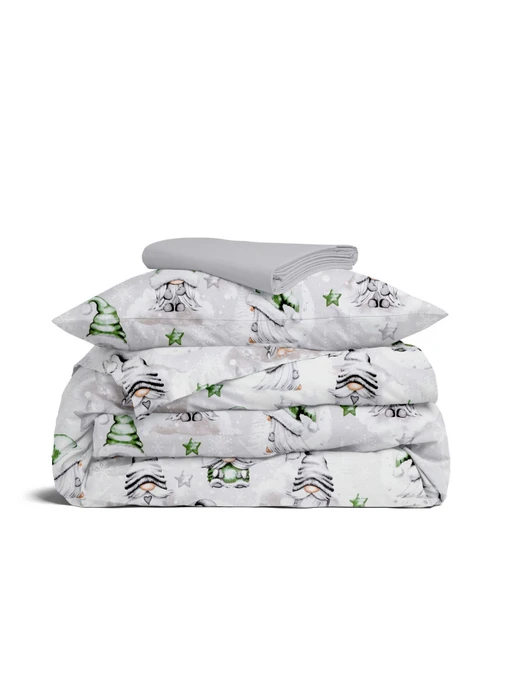 Детское постельное белье в кроватку NEW YEAR GNOMES Cosas модель GnomesGreenGrayGray_52Grey_140 Фото