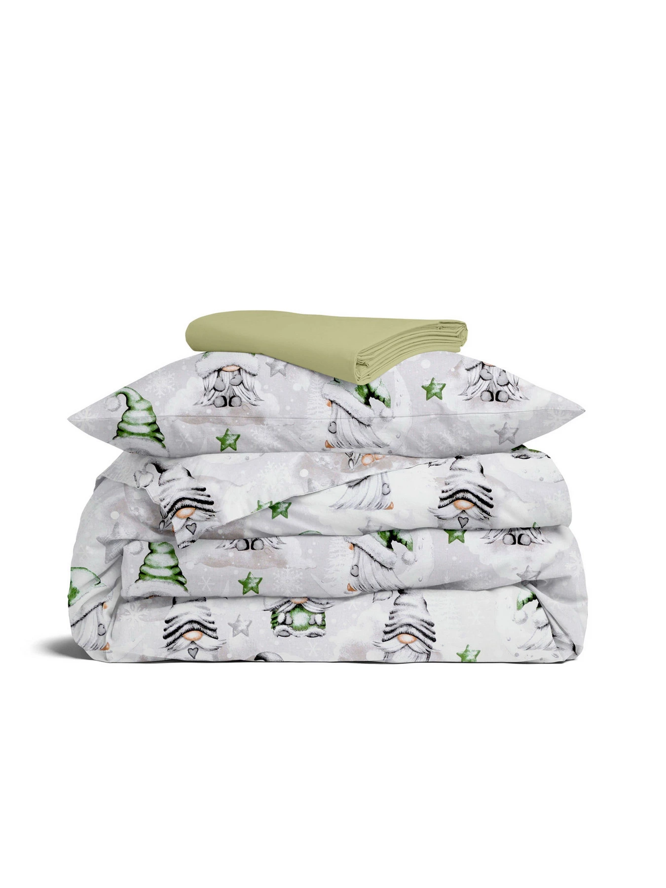 Дитяча постільна білизна в ліжечко NEW YEAR GNOMES Cosas модель GnomesGreenGrayGray_78Olive_140 Фото