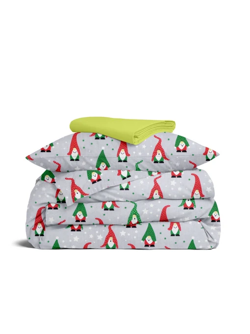 Дитяча постільна білизна в ліжечко NEW YEAR GNOMES Cosas модель GnomesRedGreenGray_70Lime_140 Фото