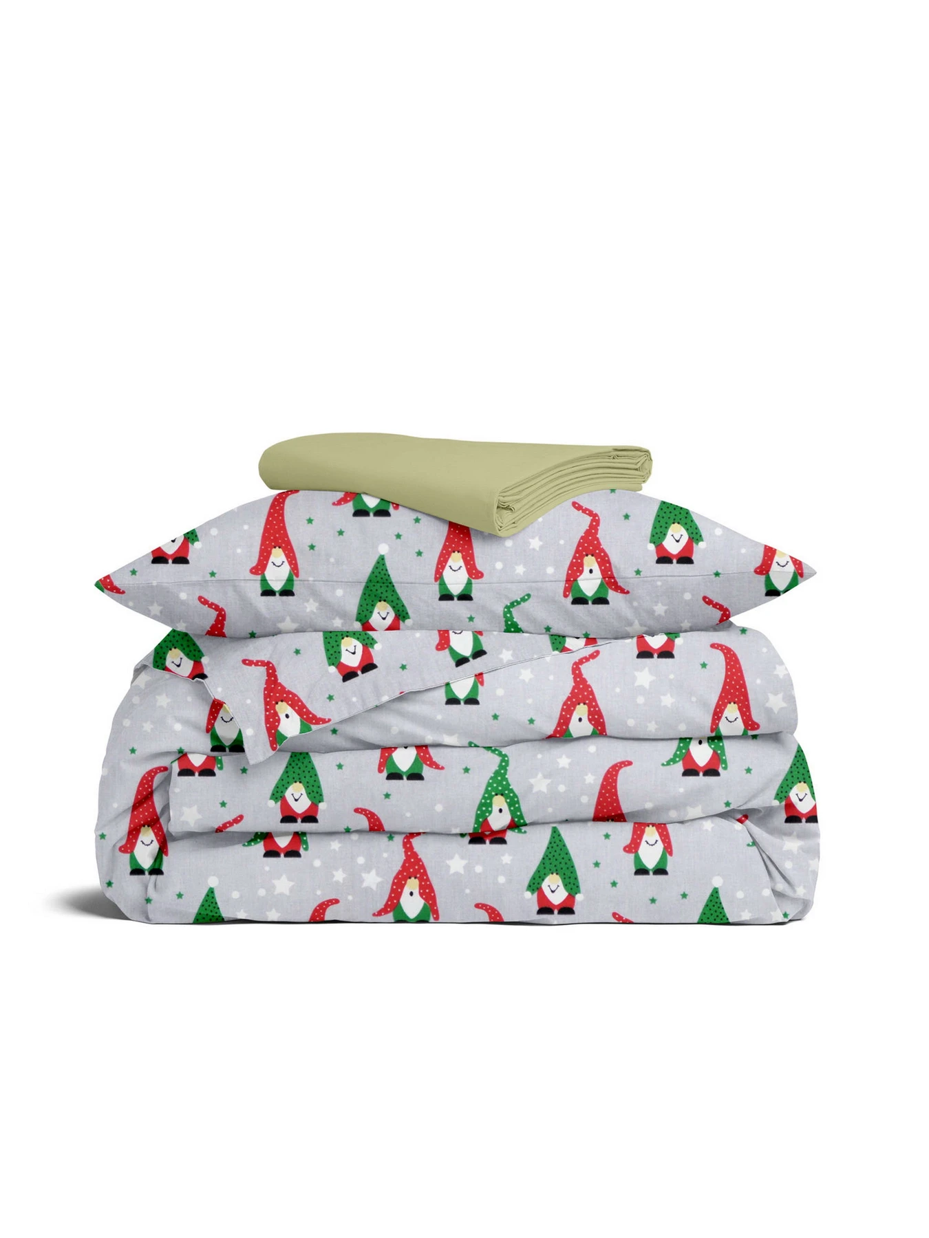 Дитяча постільна білизна в ліжечко NEW YEAR GNOMES Cosas модель GnomesRedGreenGray_78Olive_140 Фото