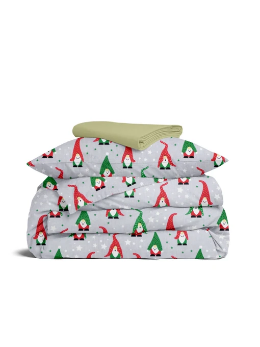 Дитяча постільна білизна в ліжечко NEW YEAR GNOMES Cosas модель GnomesRedGreenGray_78Olive_140 Фото