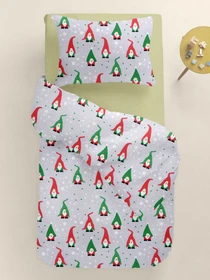 Дитяча постільна білизна в ліжечко NEW YEAR GNOMES Cosas модель GnomesRedGreenGray_78Olive_140 Фото