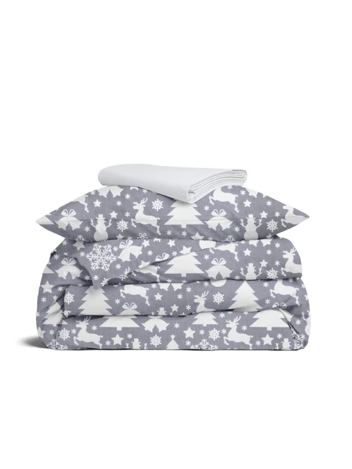 Дитяча постільна білизна в ліжечко CHRISTMAS TOYS Cosas модель NewYearTinselWhiteGray_01White_140 Фото