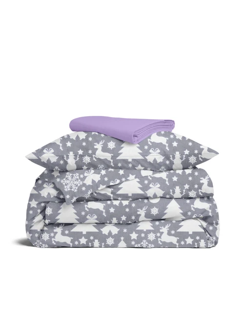Дитяча постільна білизна в ліжечко CHRISTMAS TOYS Cosas модель NewYearTinselWhiteGray_47Amethyst_140 Фото