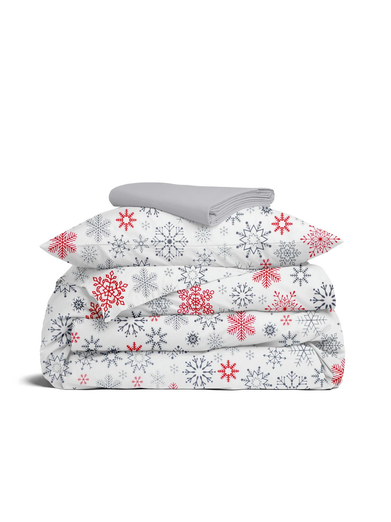 Детское постельное белье в кроватку SNOWFLAKES Cosas модель SnowflakesGrayRedWhite_52Grey_140 Фото