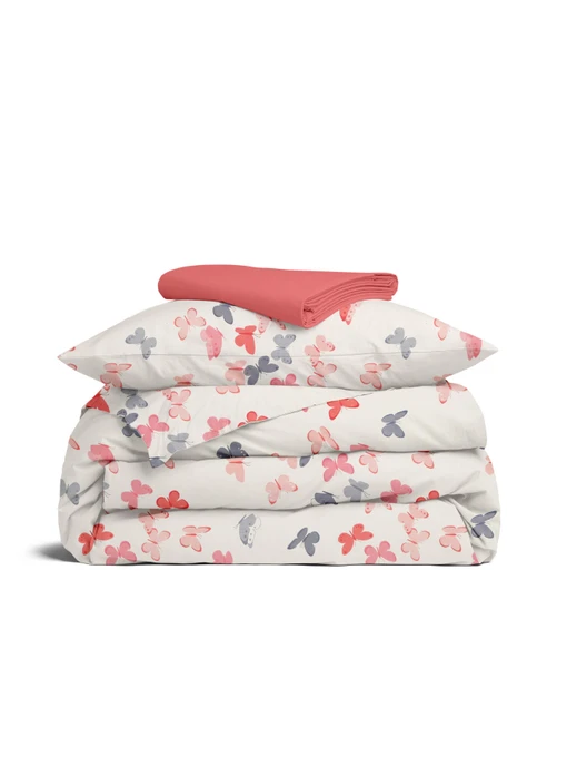 Дитяча постільна білизна в ліжечко BUTTERFLY SC8 Cosas модель ButterfliesRoseRedGray_El80-43Rosette_140 Фото