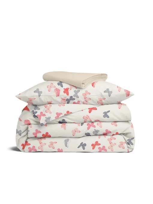Дитяча постільна білизна в ліжечко BUTTERFLY SC9 Cosas модель ButterfliesRoseRedGray_08Beige_140 Фото