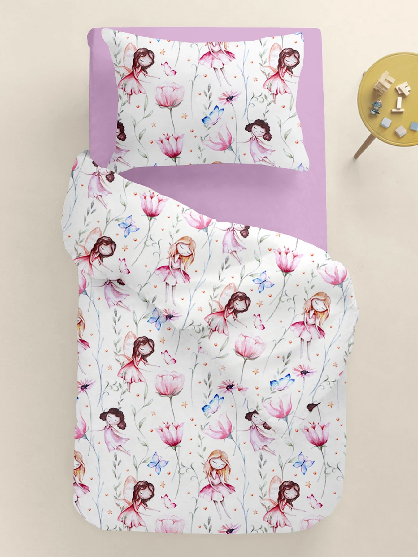 Детское постельное белье в кроватку FAIRIES Cosas модель FairiesFlowersRose_El80-46Camellia_140 Детское постельное белье в кроватку FAIRIES Cosas модель FairiesFlowersRose_El80-46Camellia_140 Фото