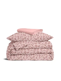 Детское постельное белье фланель в кроватку PASTEL LEOPARD Cosas модель Flannel_GepardejBeige_17Lilac_140 Фото