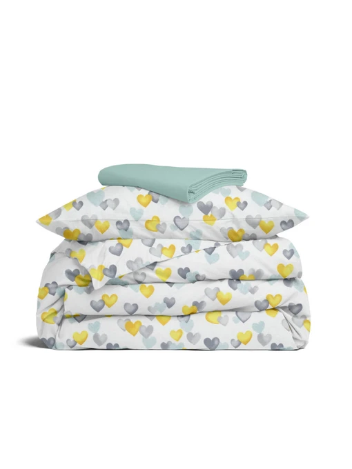 Детское постельное белье в кроватку LOVE Cosas модель LoveYellowMintGrey_66Nevada_140 Фото