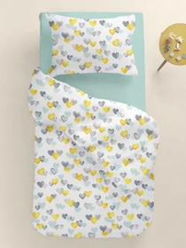 Дитяча постільна білизна в ліжечко LOVE Cosas модель LoveYellowMintGrey_66Nevada_140 Фото