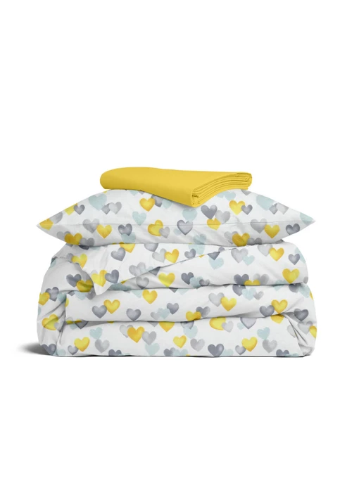Дитяча постільна білизна в ліжечко LOVE Cosas модель LoveYellowMintGrey_99Summer_140 Фото