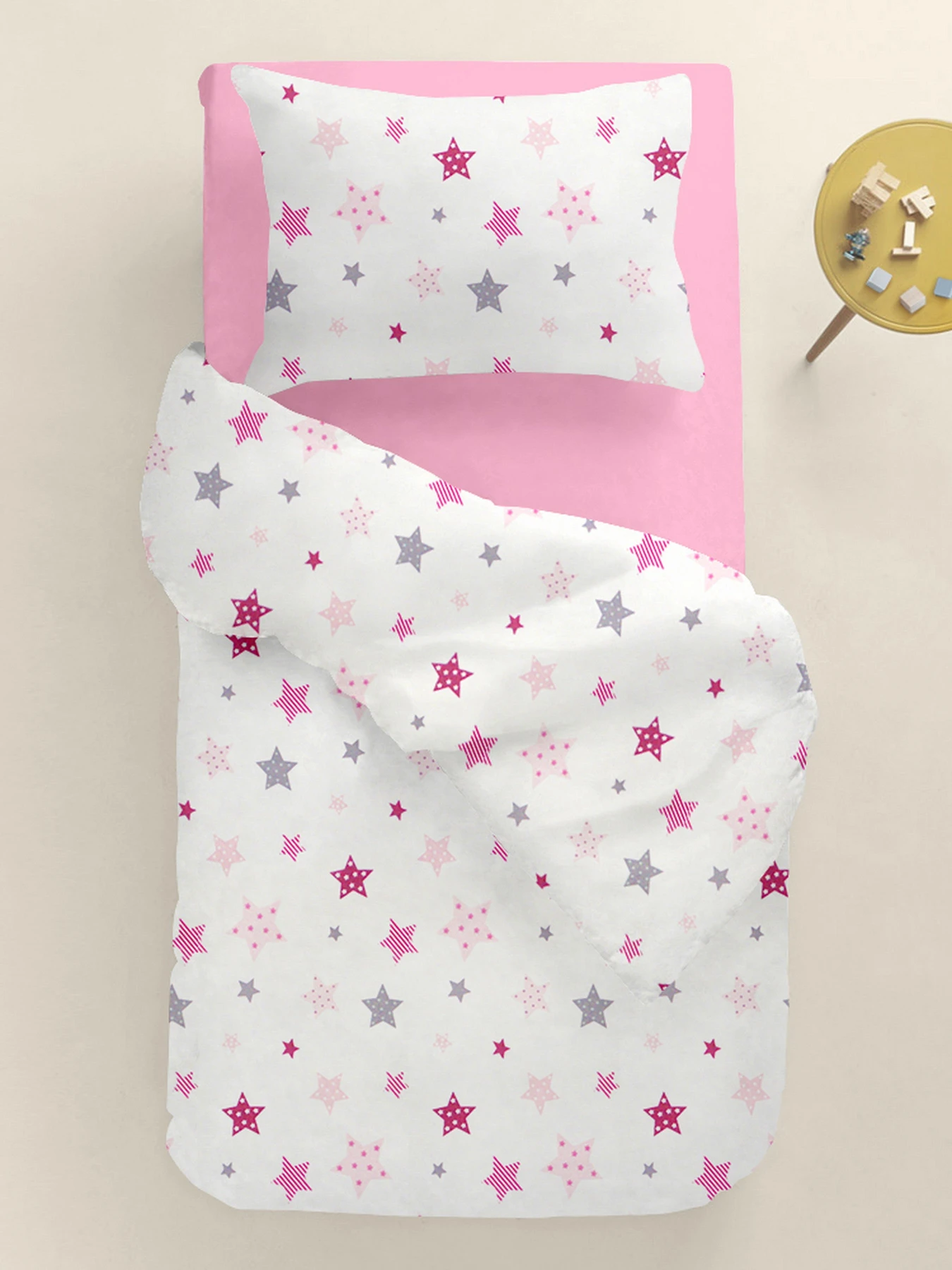 Детское постельное белье в кроватку PINK STARS Cosas модель StarCarnivalRoseGrey_34Bubble_140 Фото