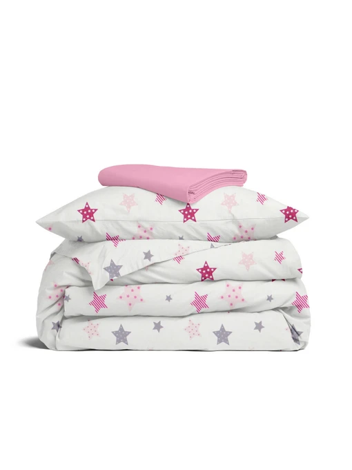 Дитяча постільна білизна в ліжечко PINK STARS Cosas модель StarCarnivalRoseGrey_34Bubble_140 Фото